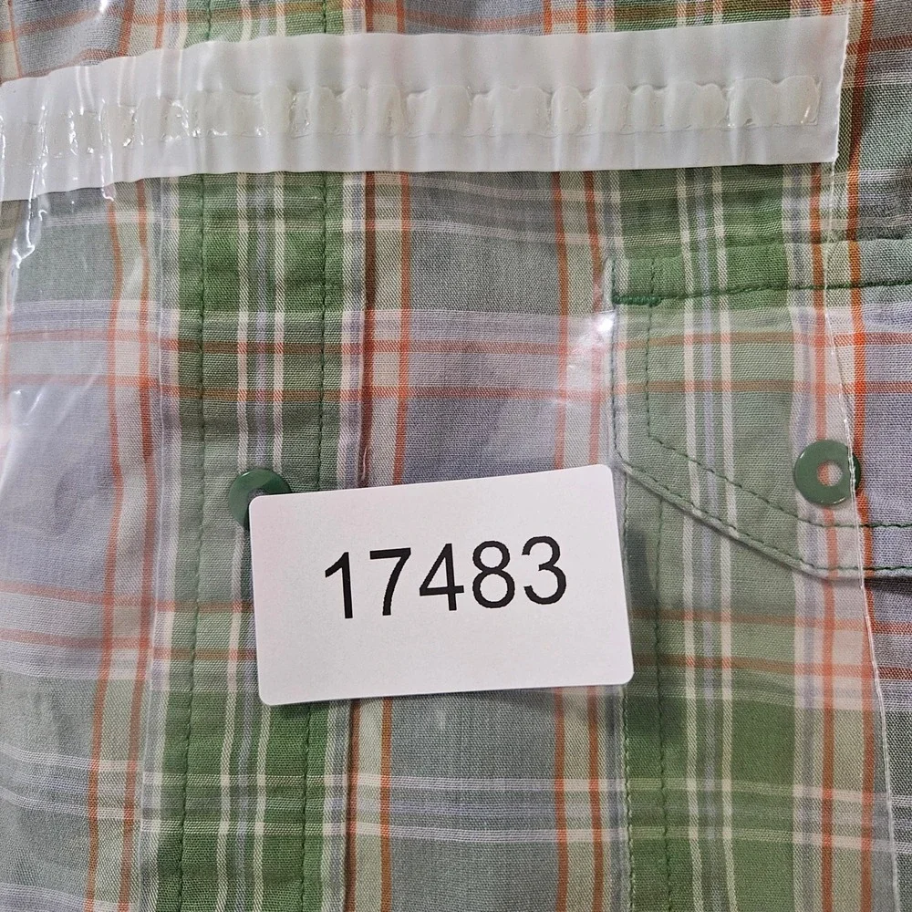 The‎ North Face Mens Plaid Short Sleeve Button Up Shirt L G Green Orange